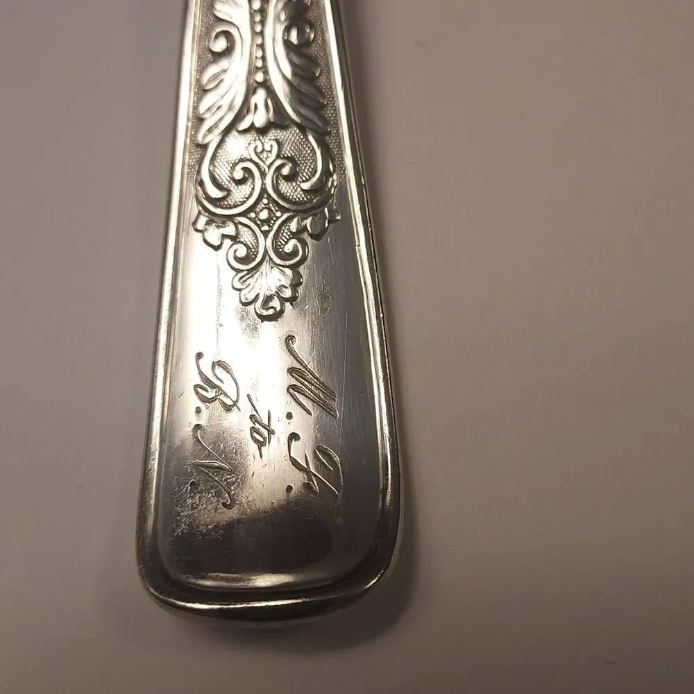 Rogers and Hamilton Antique Silver plate Sugar Spoon Scalloped Edge 6 inch